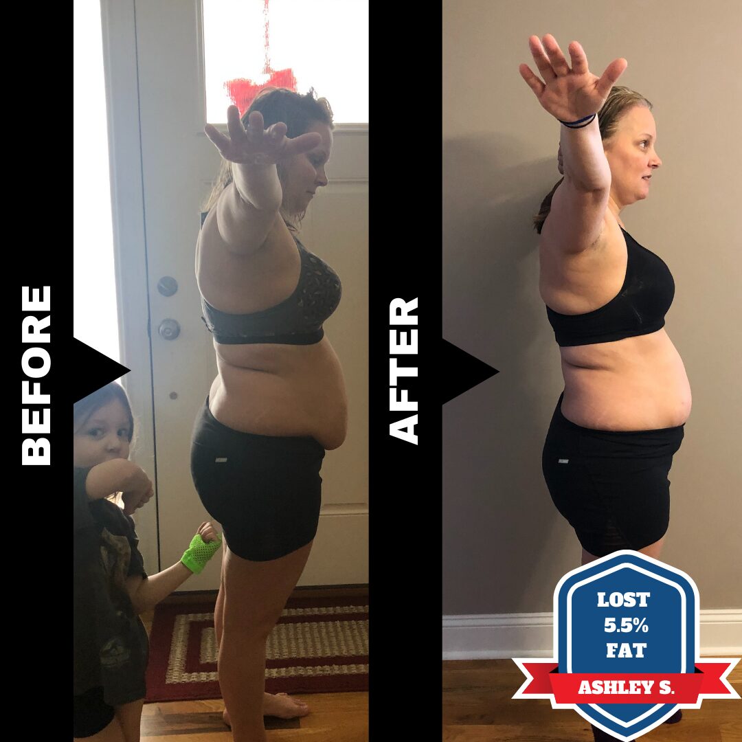 A before and after picture of weight loss