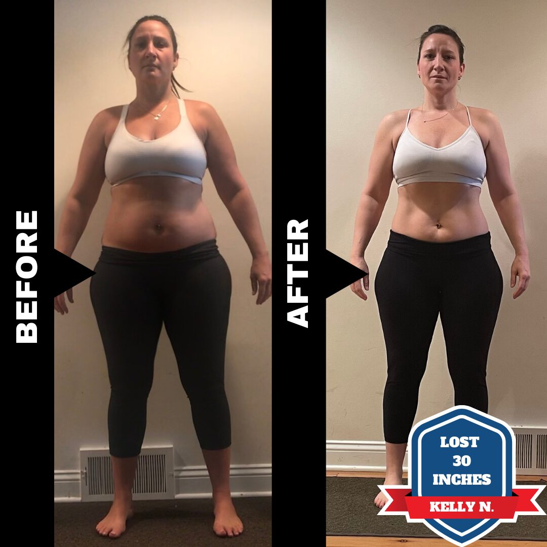 A before and after picture of weight loss