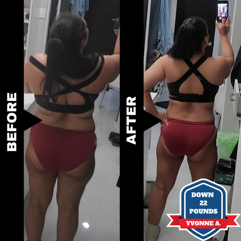 A before and after picture of weight loss
